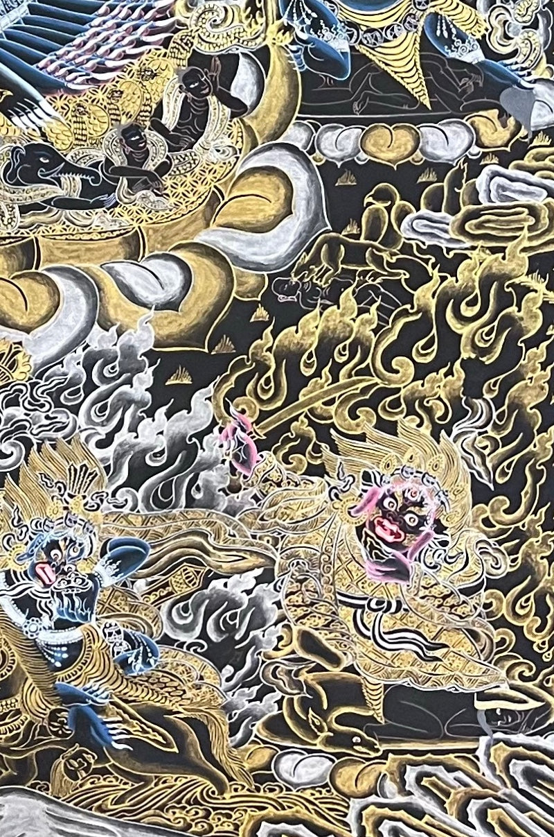 Yamantaka thangka, detail: bottom-right corner