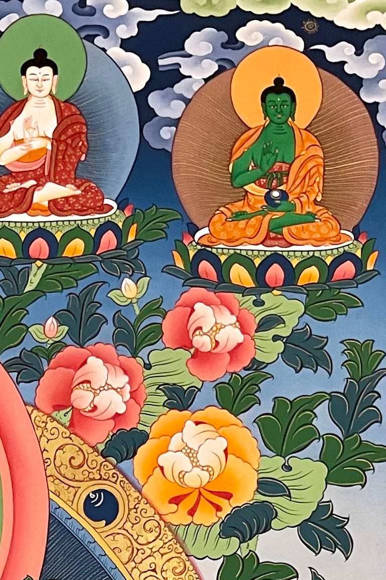Manjushri thangka, detail: top-right corner