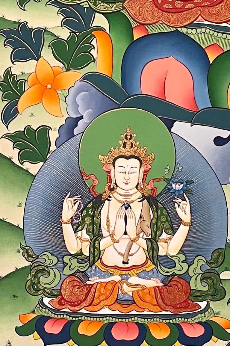 Manjushri thangka, detail: bottom-left corner