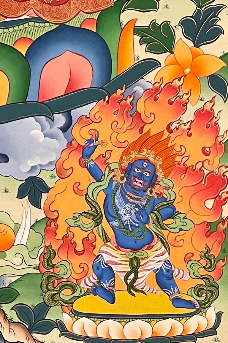 Manjushri thangka, detail: bottom-right corner