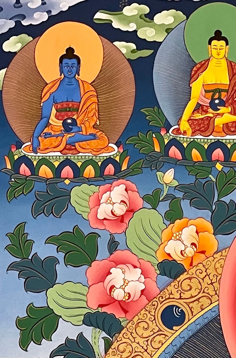 Jambhala thangka, detail: top-left corner