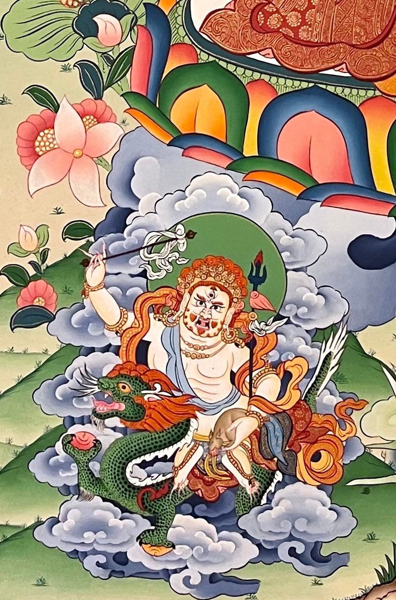 Jambhala thangka, detail: bottom-left corner