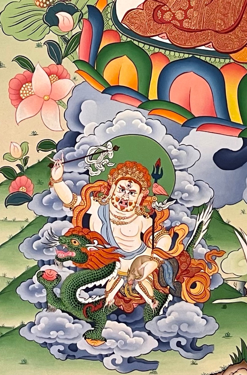 Jambhala thangka, detail: bottom-left corner