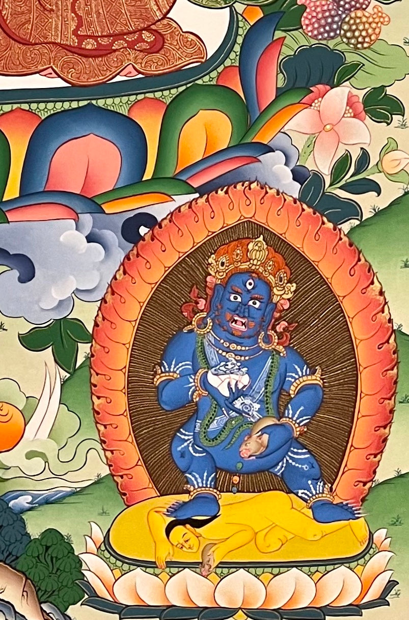 Jambhala thangka, detail: bottom-right corner