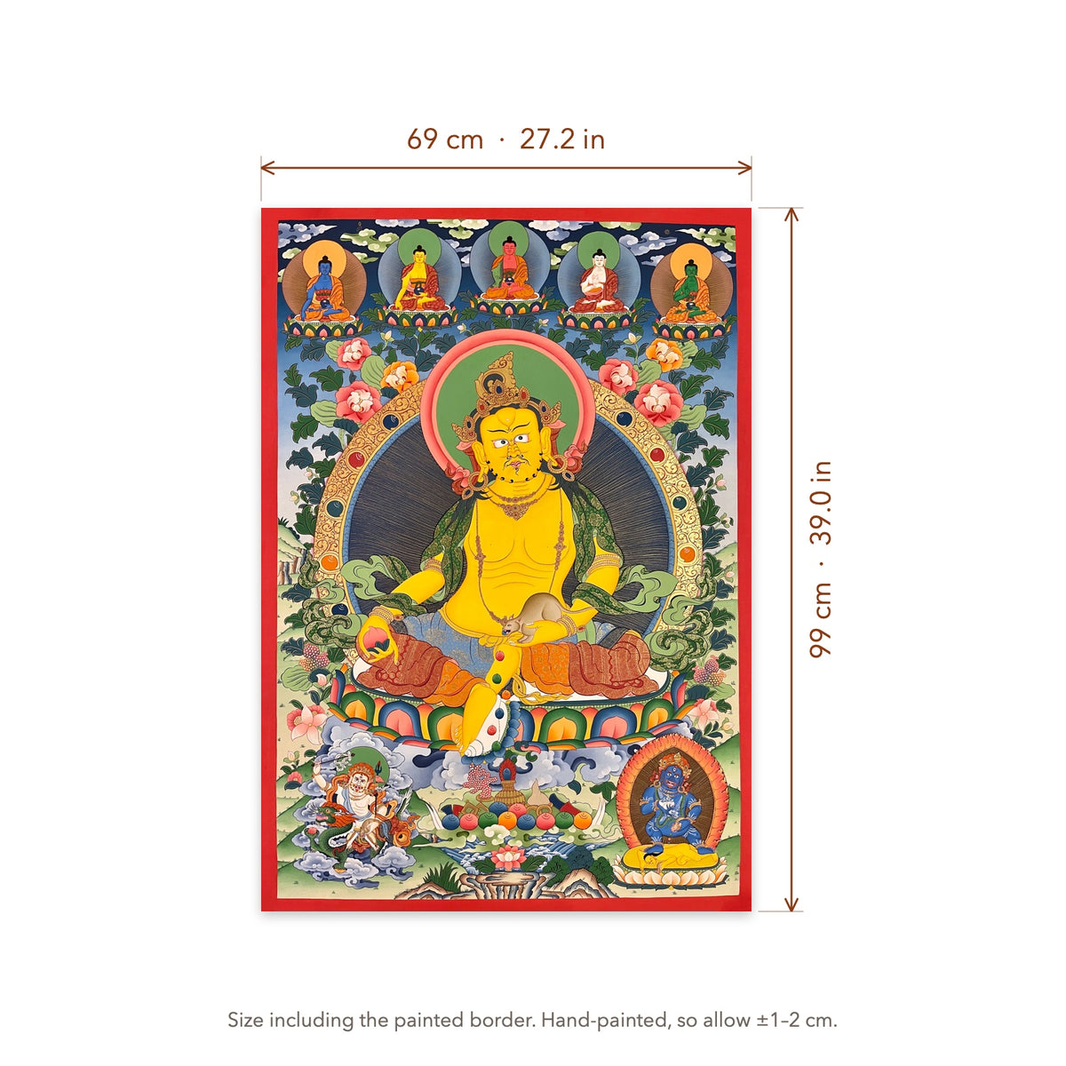Size diagram: 69 × 99 cm (27.2 × 39.0 in), including the painted border