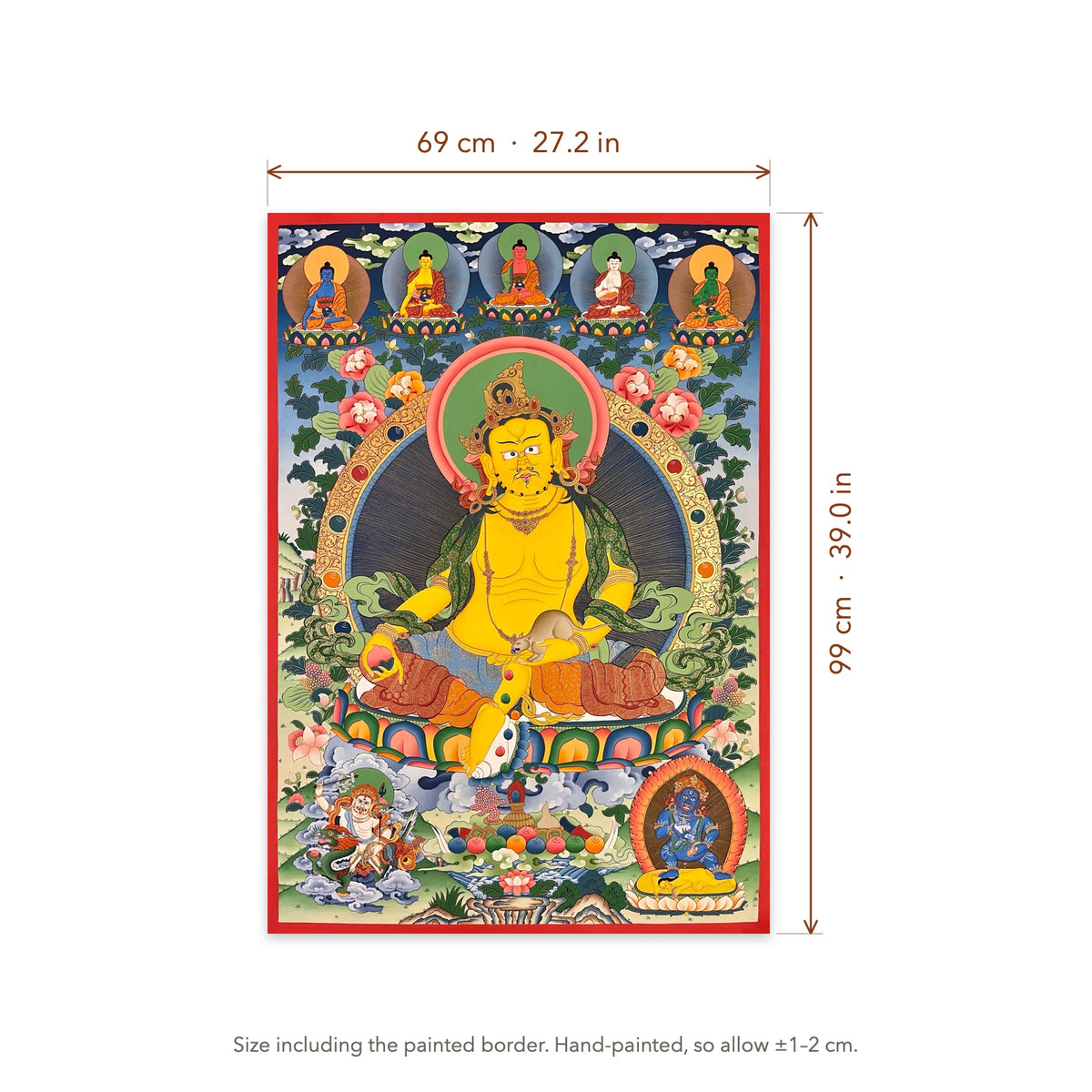 Size diagram: 69 × 99 cm (27.2 × 39.0 in), including the painted border