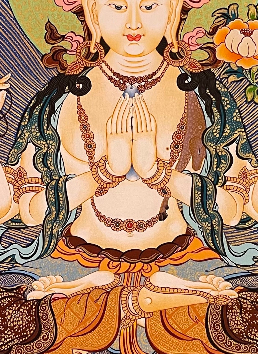 Chenrezig thangka, detail: centre
