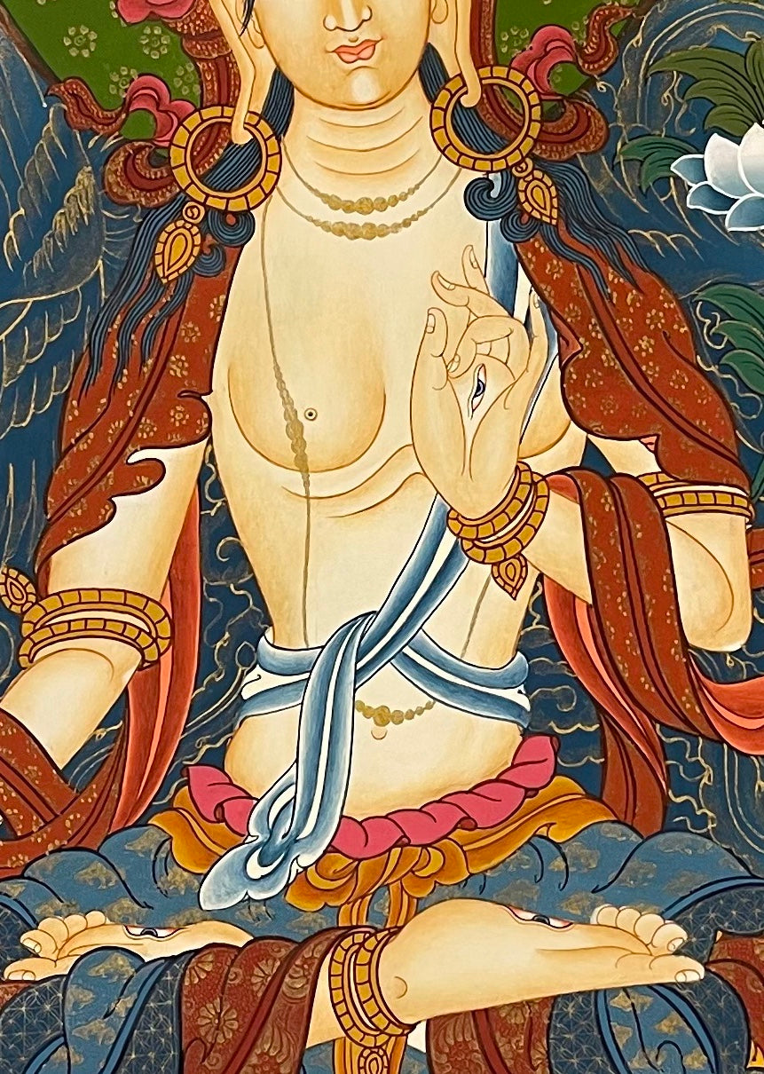White Tara thangka, detail: centre