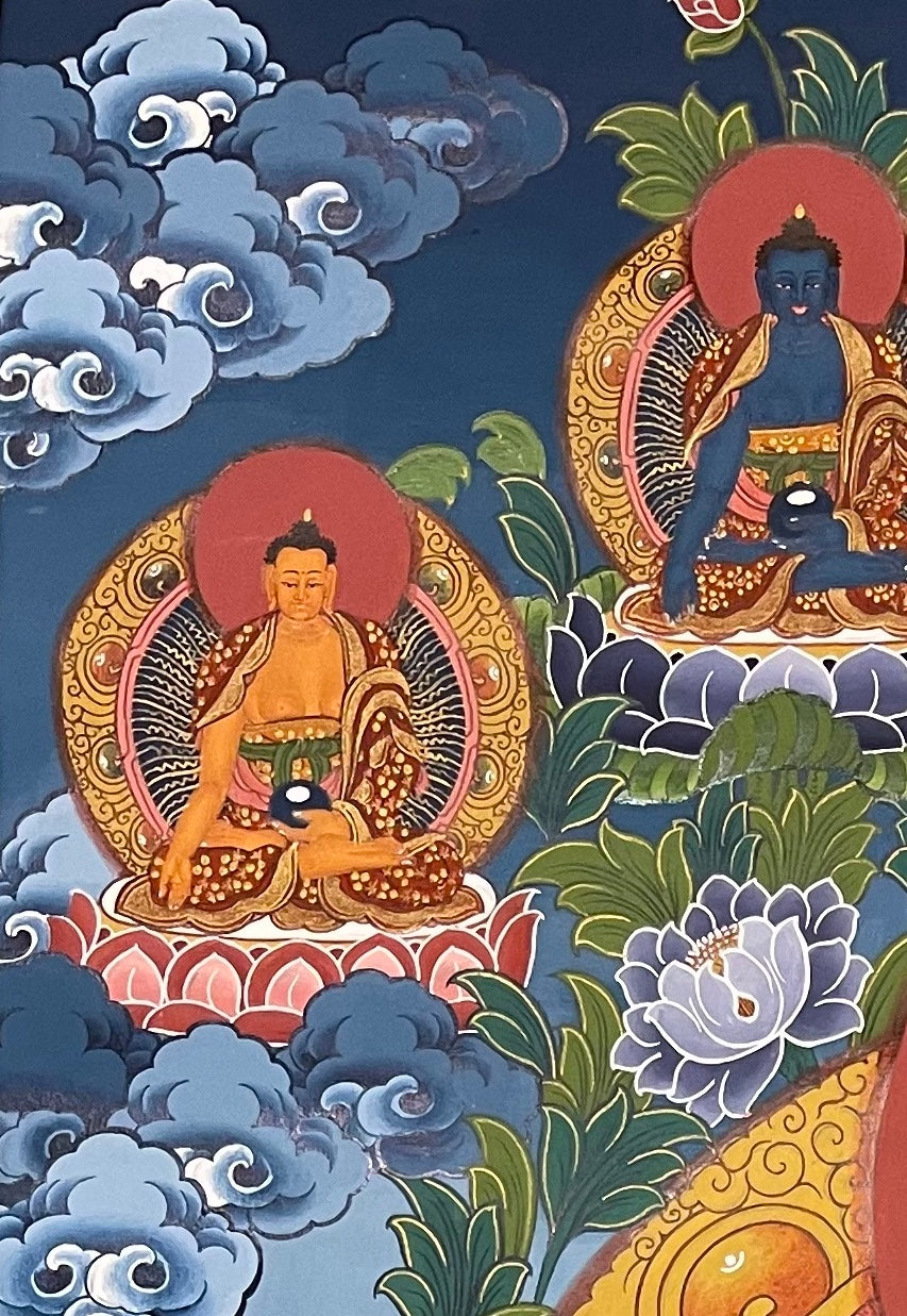Padmasambhava thangka, detail: top-left corner
