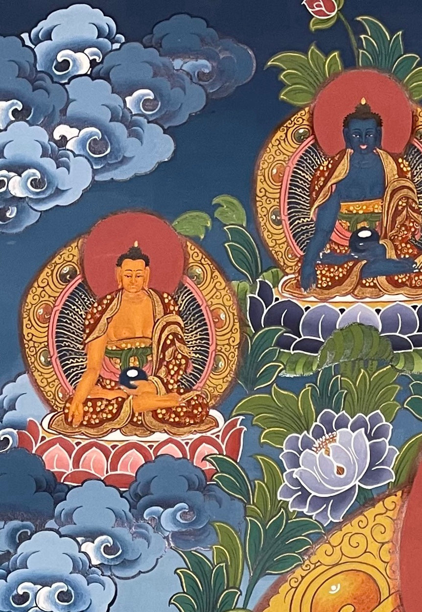 Padmasambhava thangka, detail: top-left corner