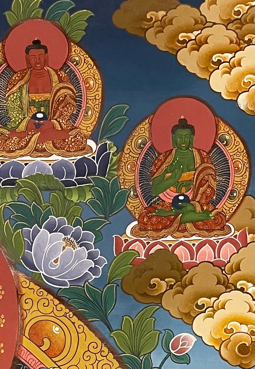 Padmasambhava thangka, detail: top-right corner