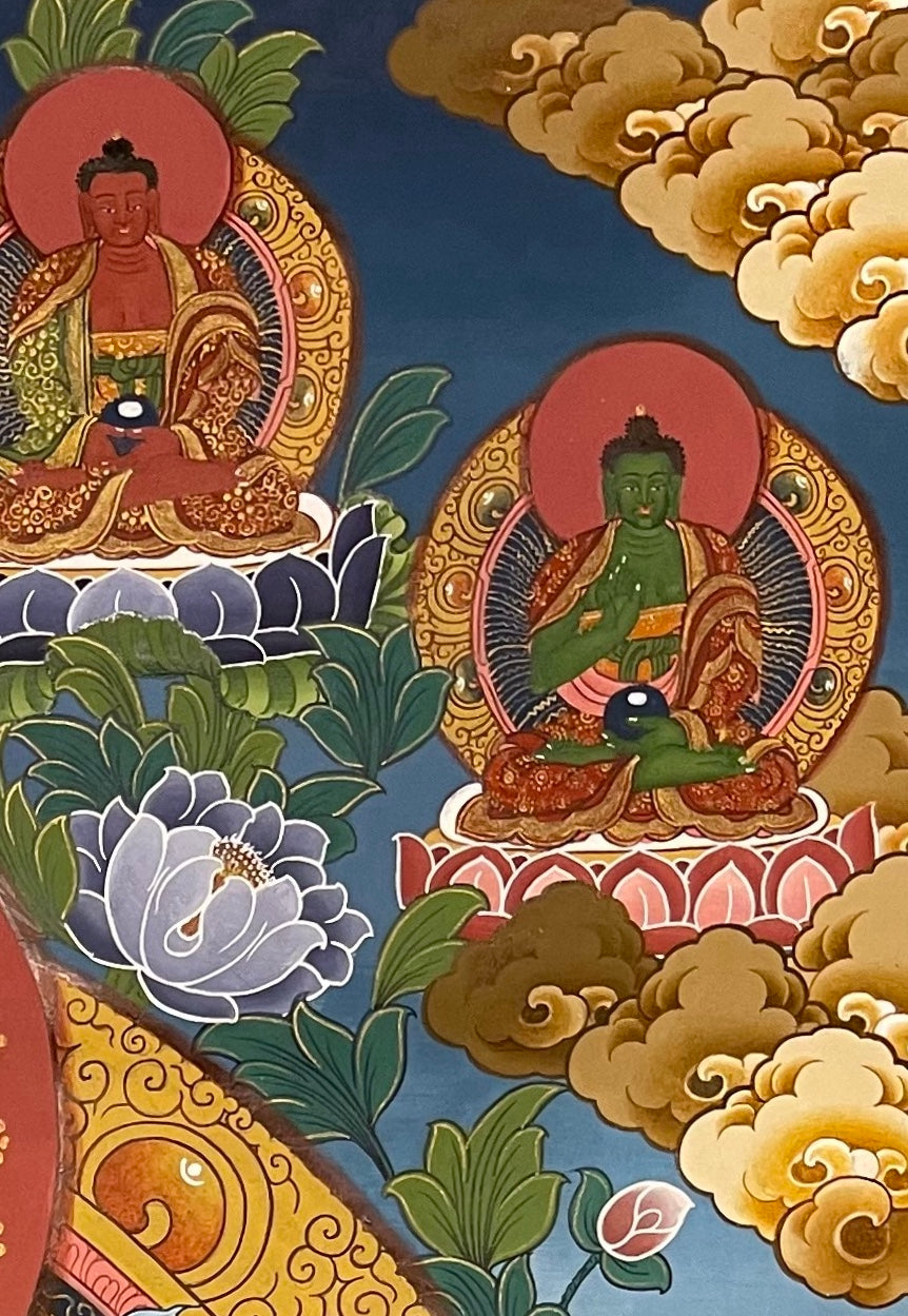 Padmasambhava thangka, detail: top-right corner