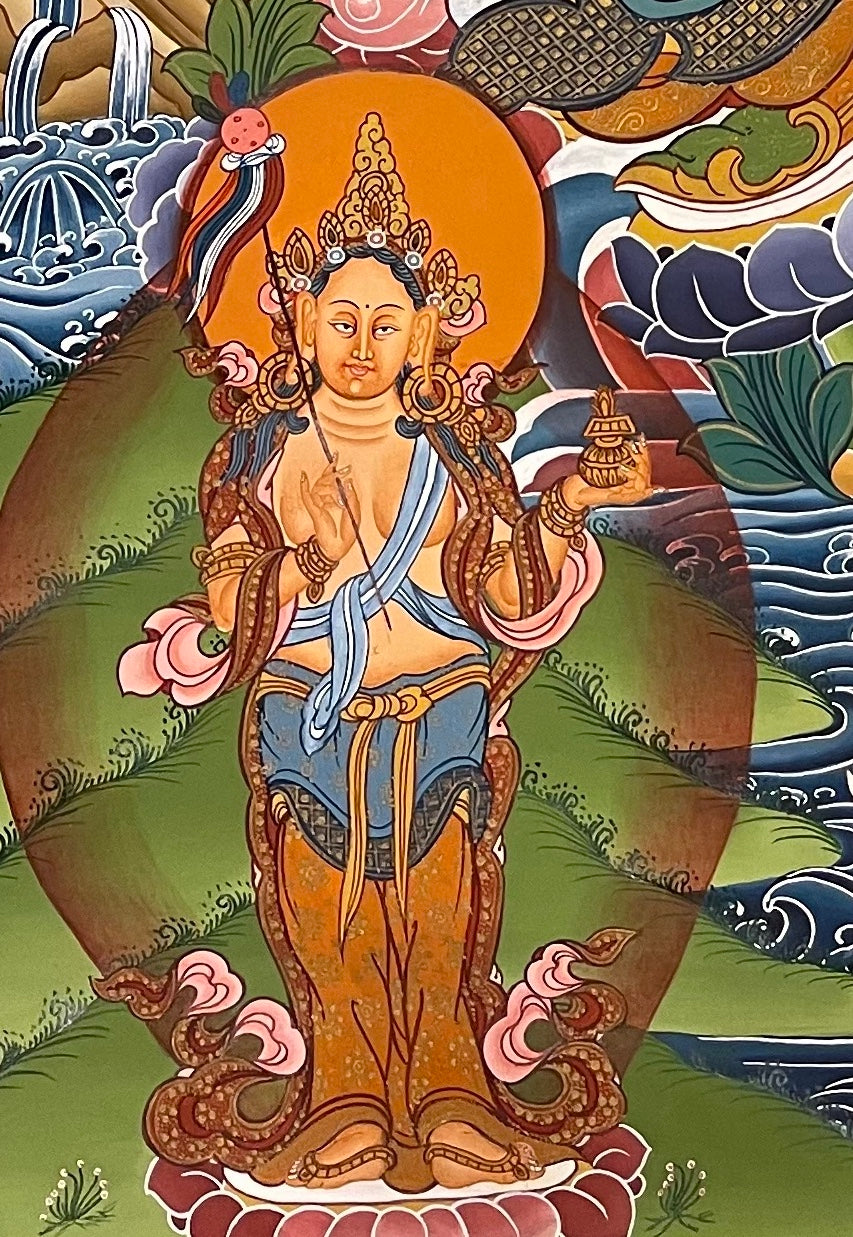 Padmasambhava thangka, detail: bottom-left corner