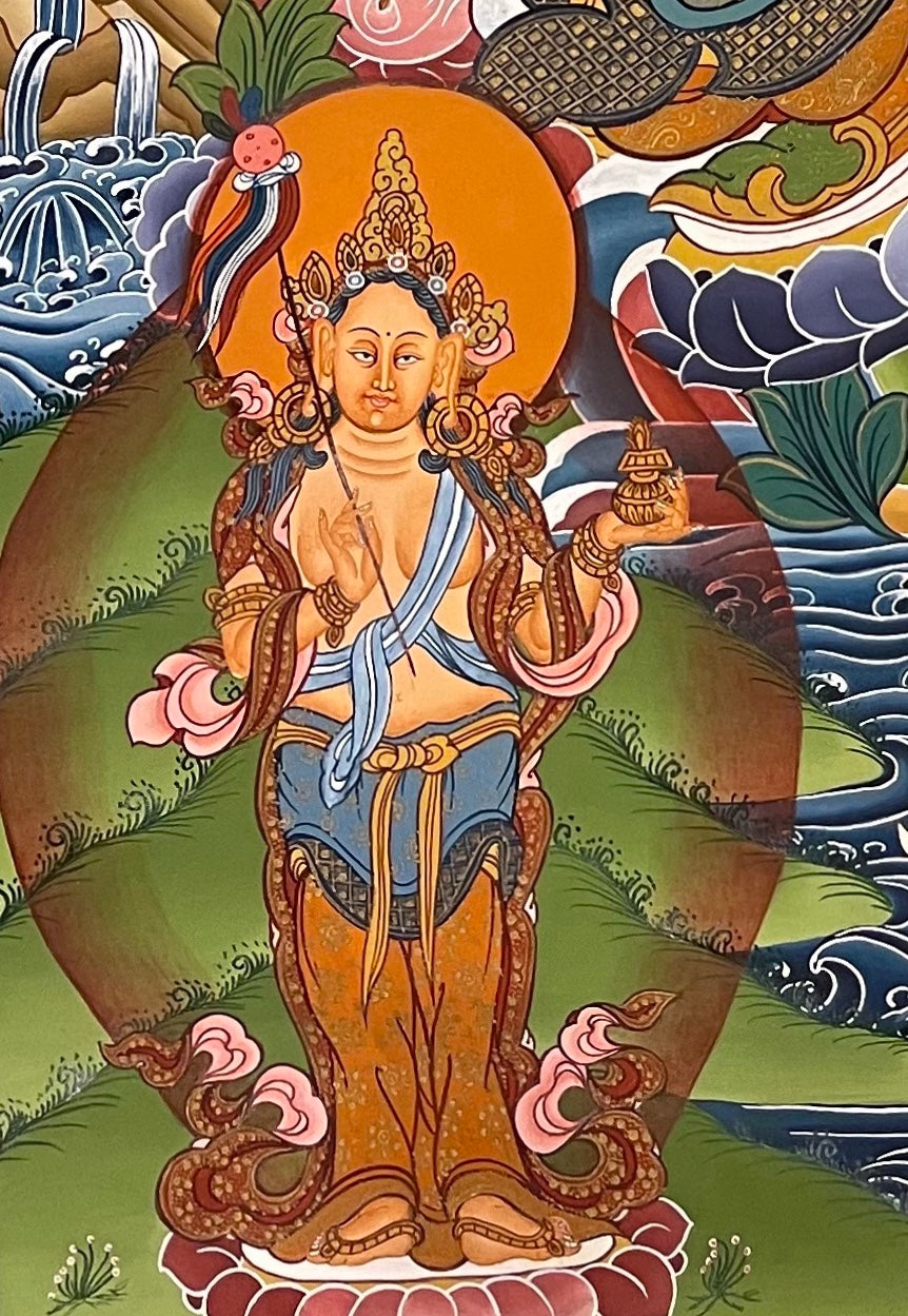 Padmasambhava thangka, detail: bottom-left corner