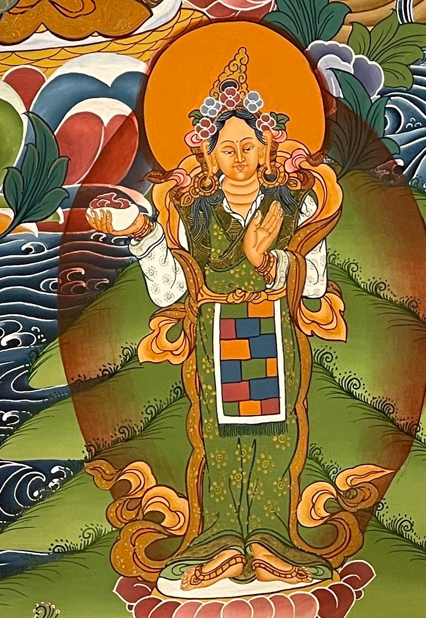 Padmasambhava thangka, detail: bottom-right corner