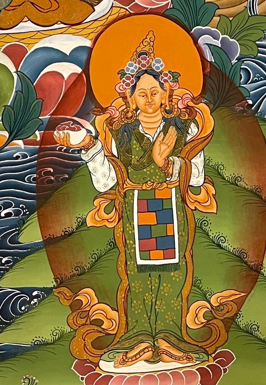 Padmasambhava thangka, detail: bottom-right corner