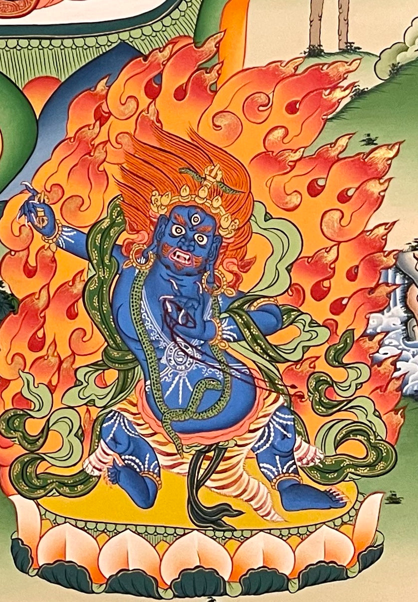 Chenrezig thangka, detail: bottom-right corner