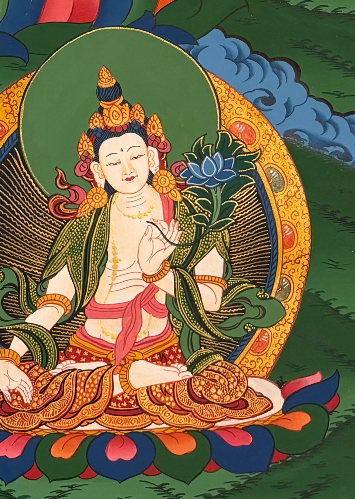 Vairocana thangka, detail: bottom-right corner