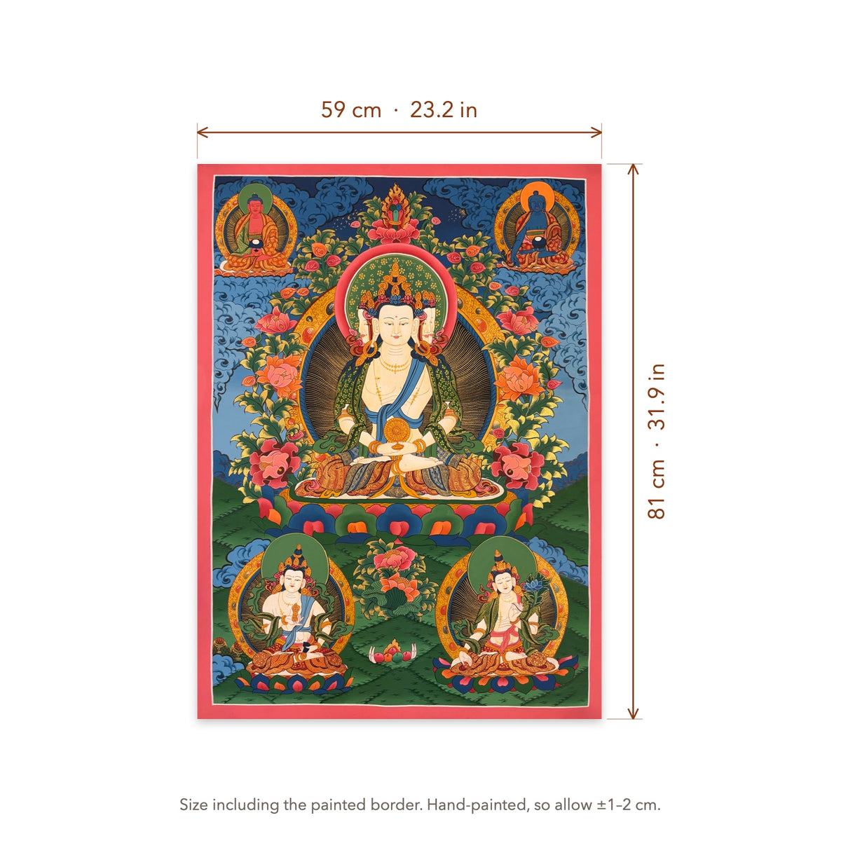 Size diagram: 59 × 81 cm (23.2 × 31.9 in), including the painted border