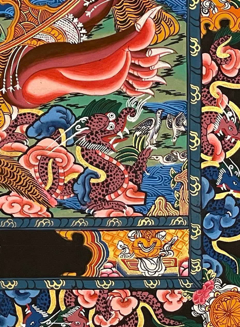 Wheel of Life thangka, detail: bottom-right corner