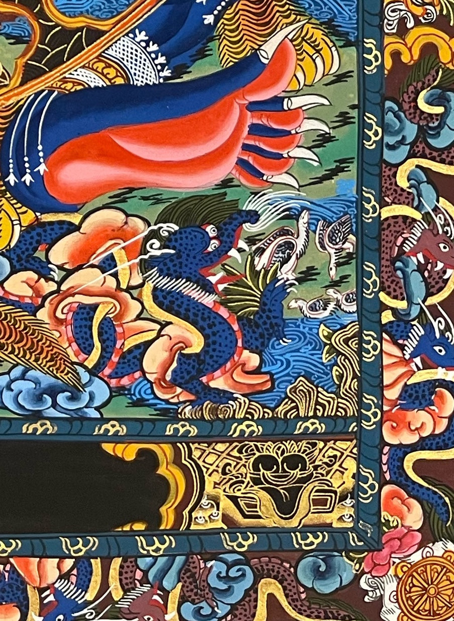 Wheel of Life thangka, detail: bottom-right corner