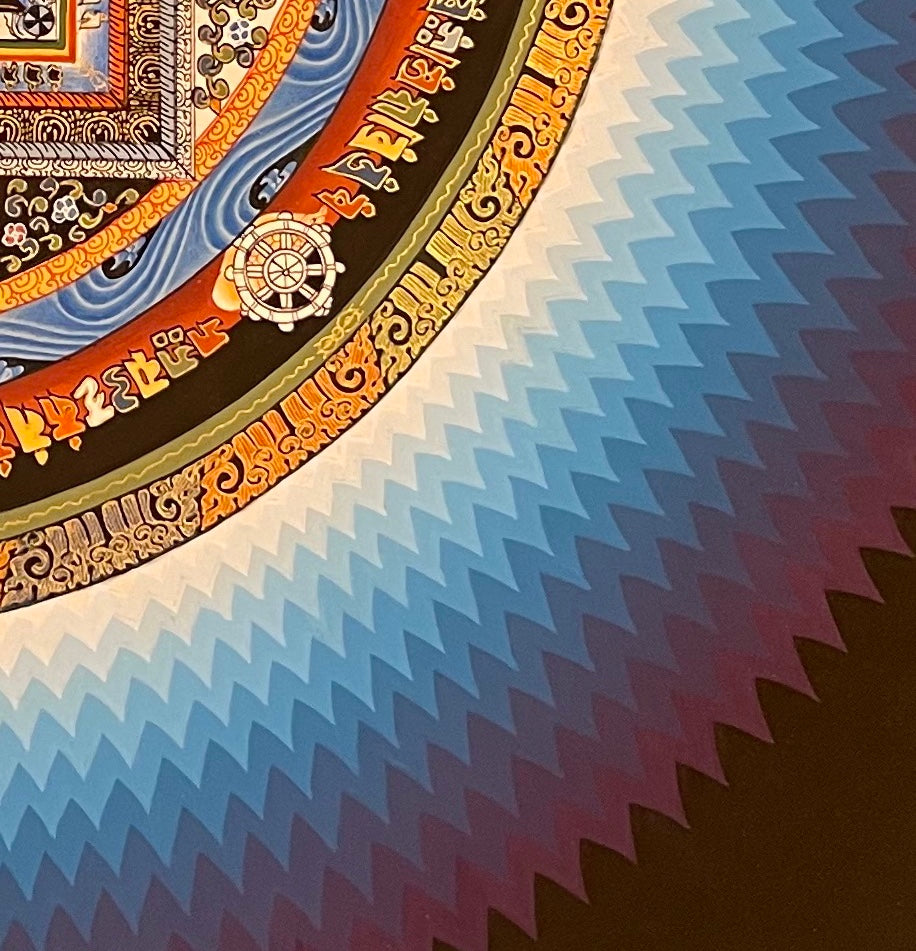 Kalachakra Mandala thangka, detail: bottom-right corner