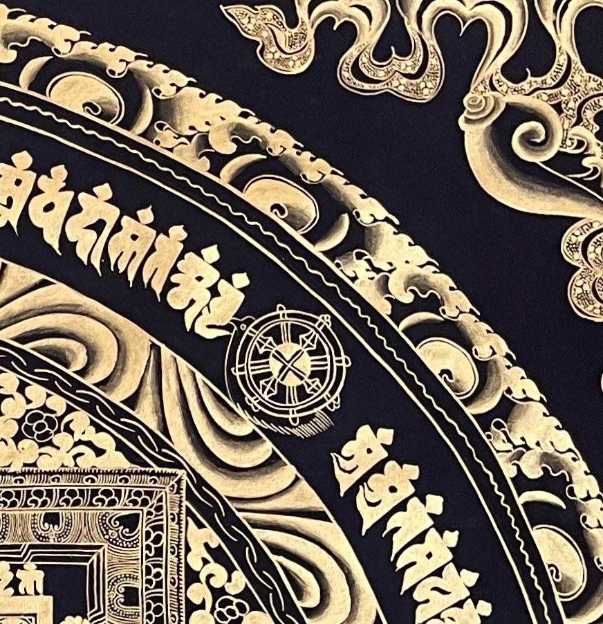 Kalachakra Mandala thangka, detail: top-right corner