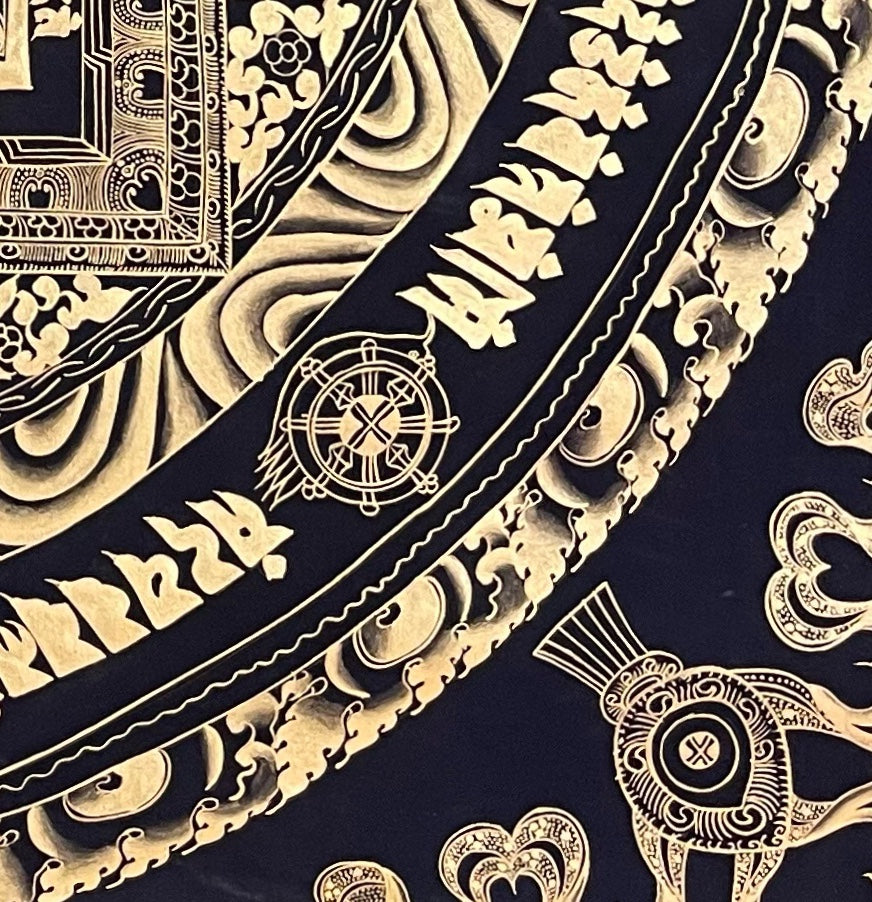 Kalachakra Mandala thangka, detail: bottom-right corner