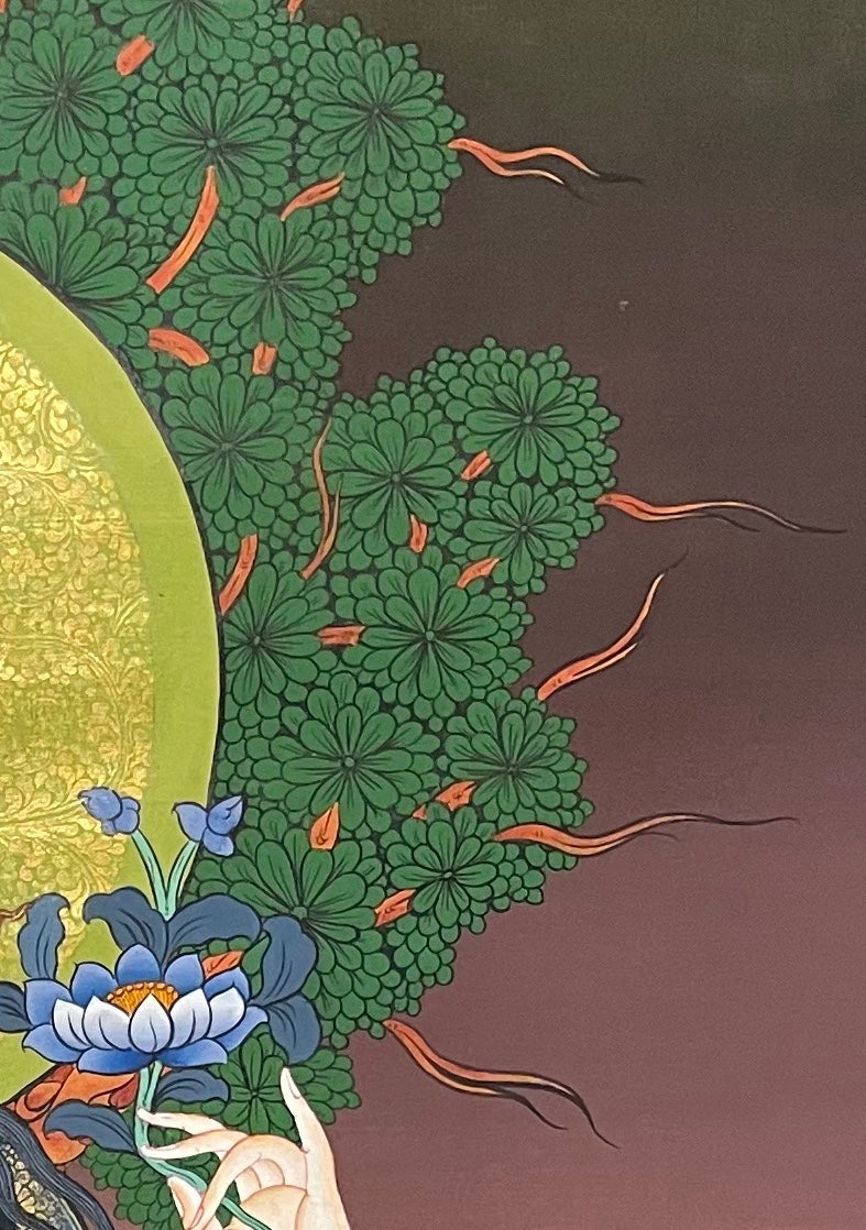Chenrezig thangka, detail: top-right corner