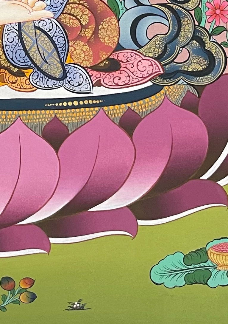 Chenrezig thangka, detail: bottom-right corner