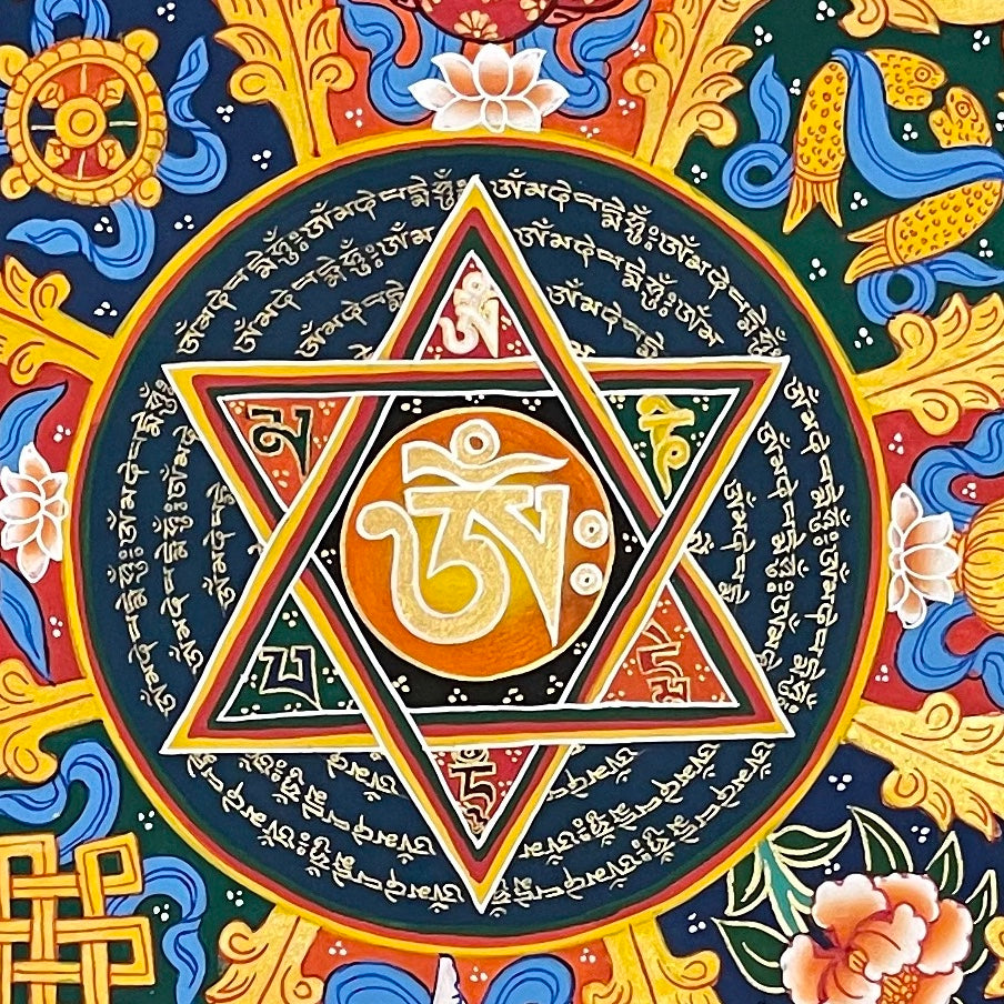 Mantra Mandala thangka, detail: centre