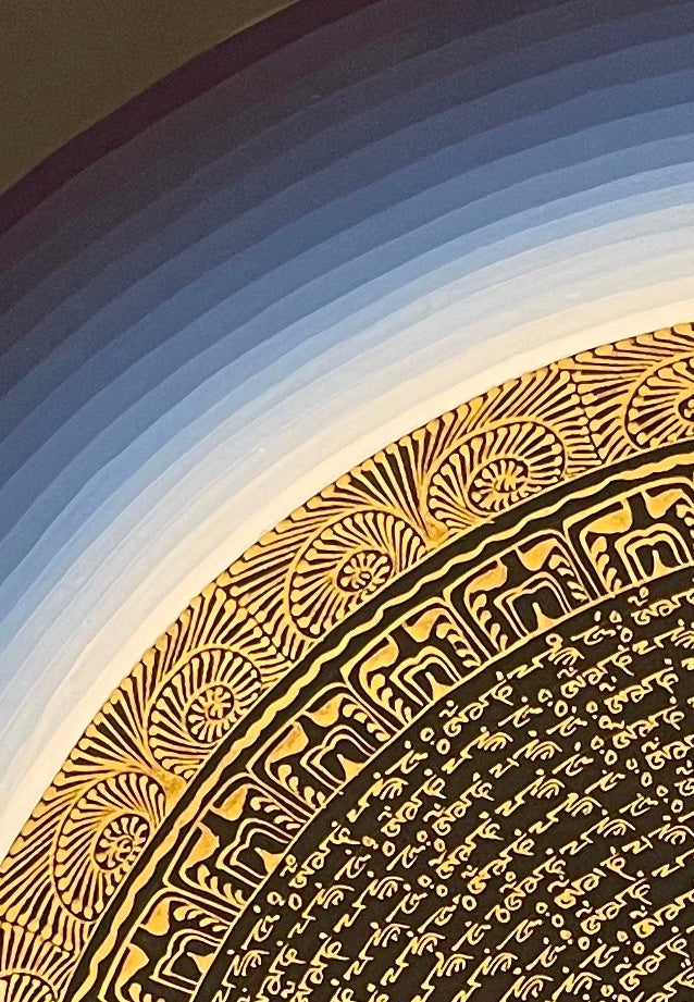 Mantra Mandala thangka, detail: top-left corner