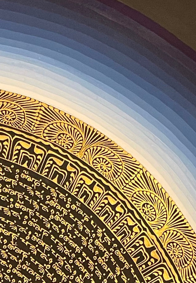 Mantra Mandala thangka, detail: top-right corner