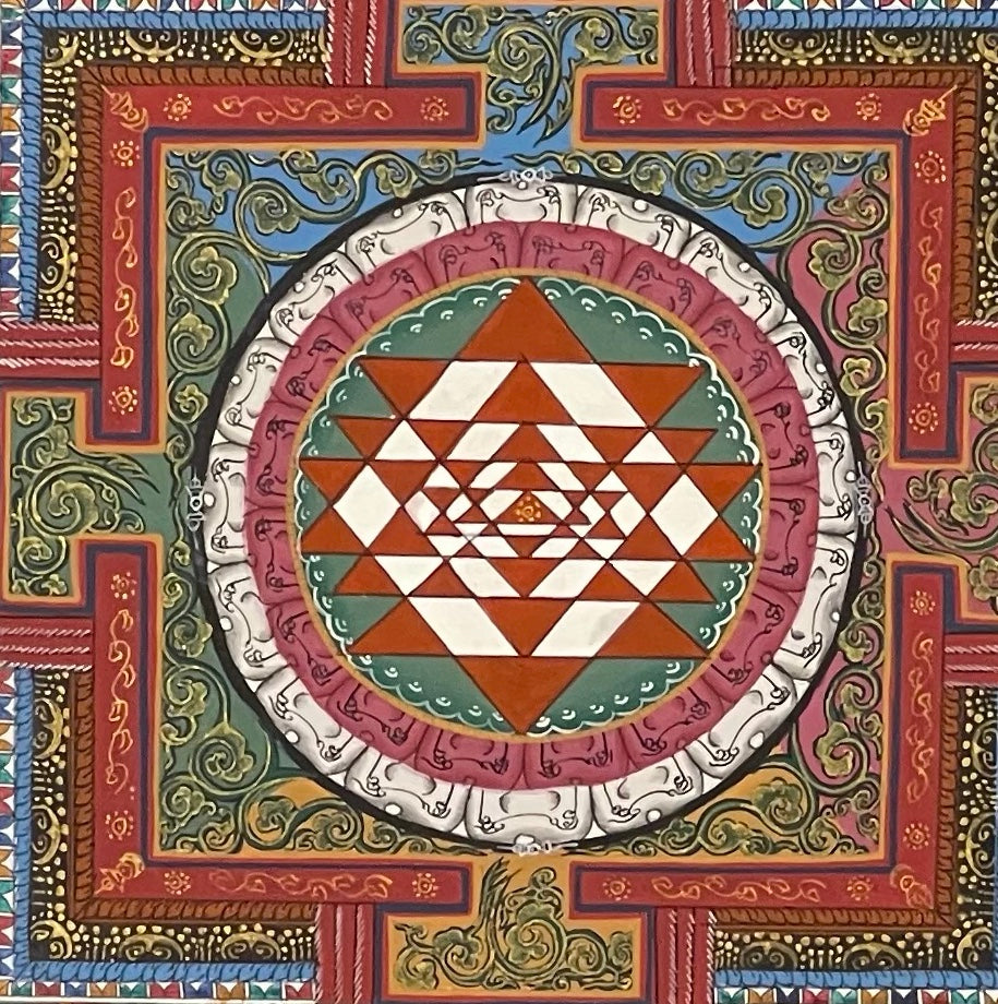 Sri Yantra Mandala thangka, detail: centre