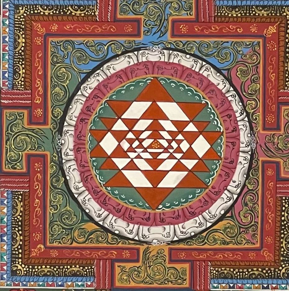Sri Yantra Mandala thangka, detail: centre