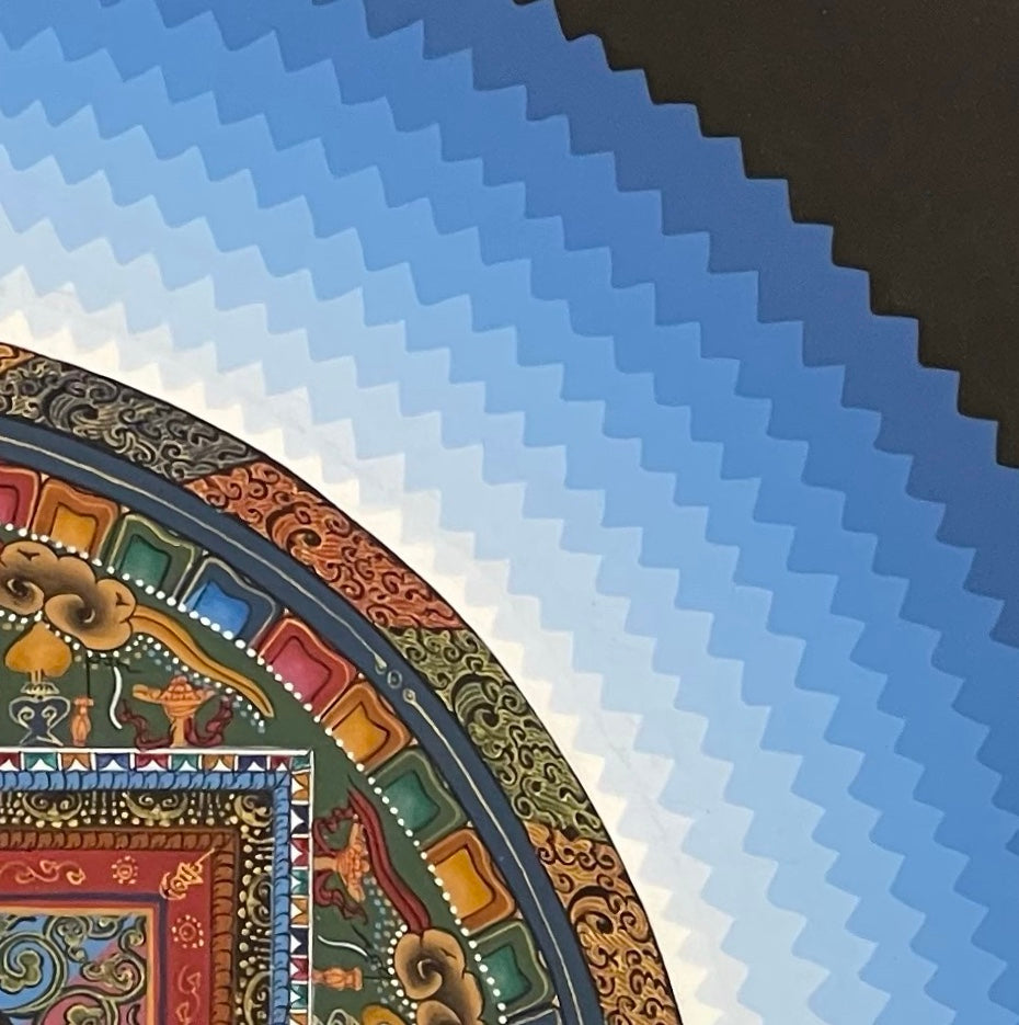 Sri Yantra Mandala thangka, detail: top-right corner