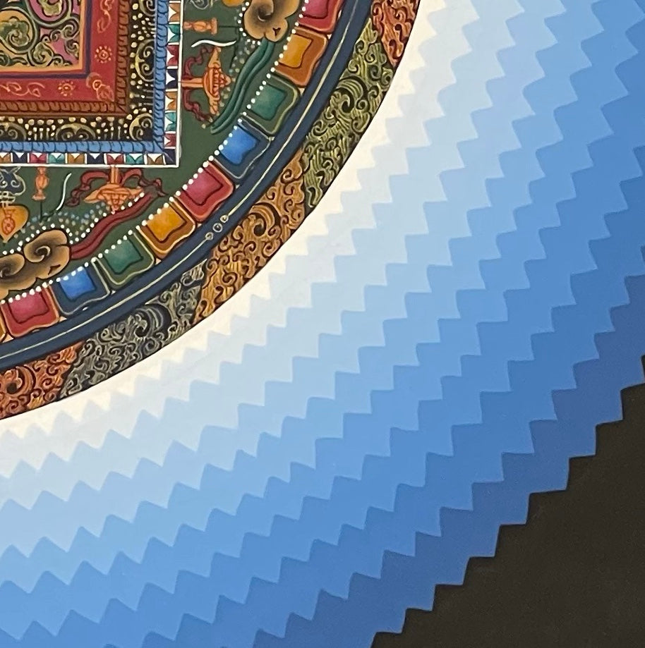 Sri Yantra Mandala thangka, detail: bottom-right corner