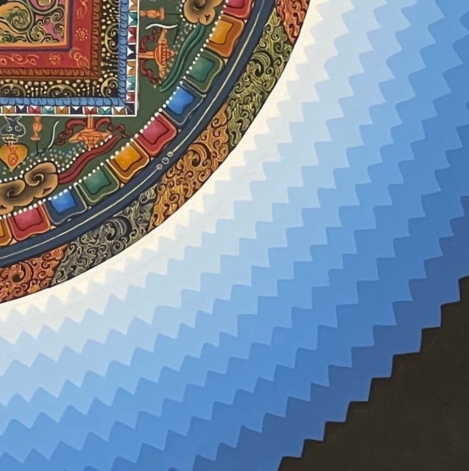 Sri Yantra Mandala thangka, detail: bottom-right corner