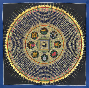 咒輪壇城唐卡 – 76×76 cm · 精品