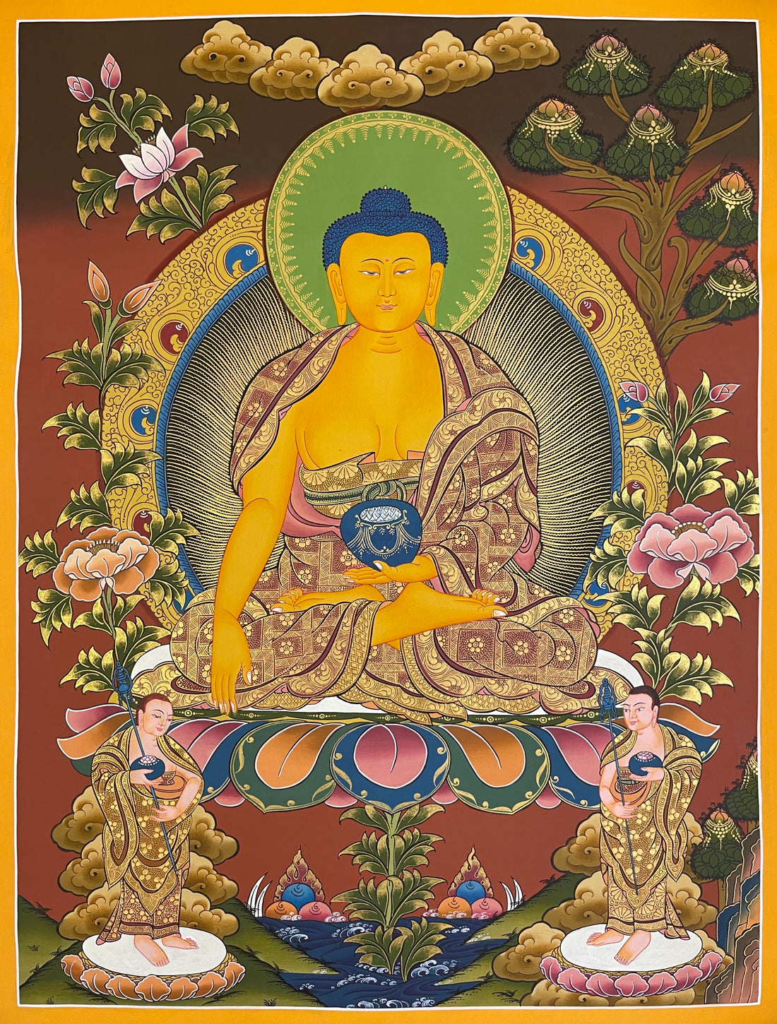 Shakyamuni Buddha thangka, 52×67 cm, hand-painted in Nepal