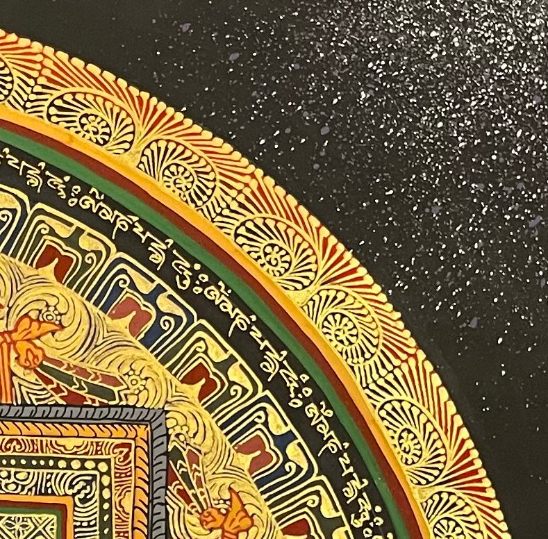 Shakyamuni Mandala thangka, detail: top-right corner