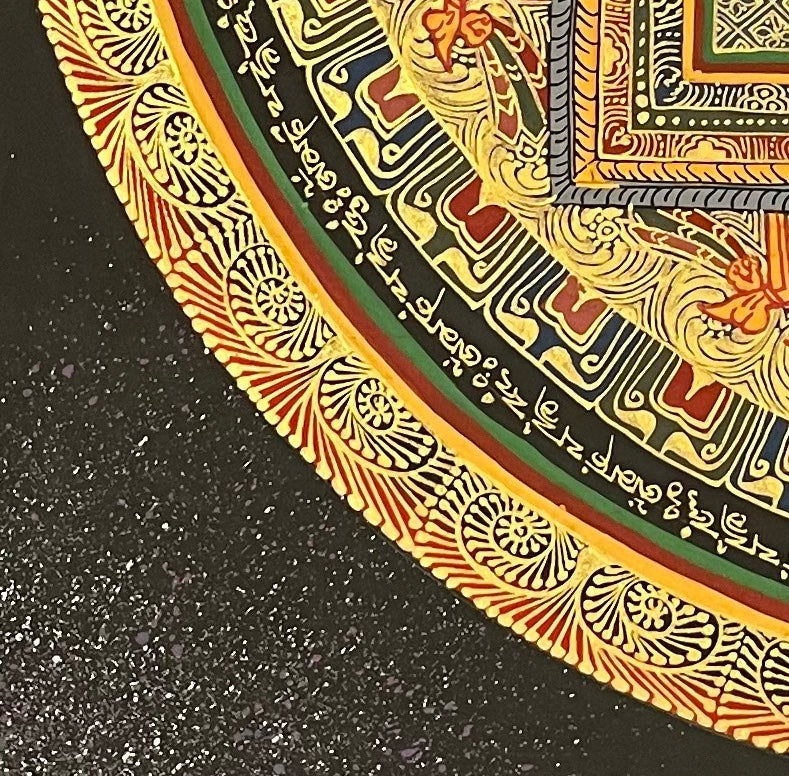 Shakyamuni Mandala thangka, detail: bottom-left corner