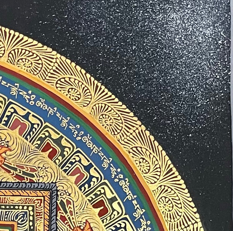 Chenrezig Mandala thangka, detail: top-right corner