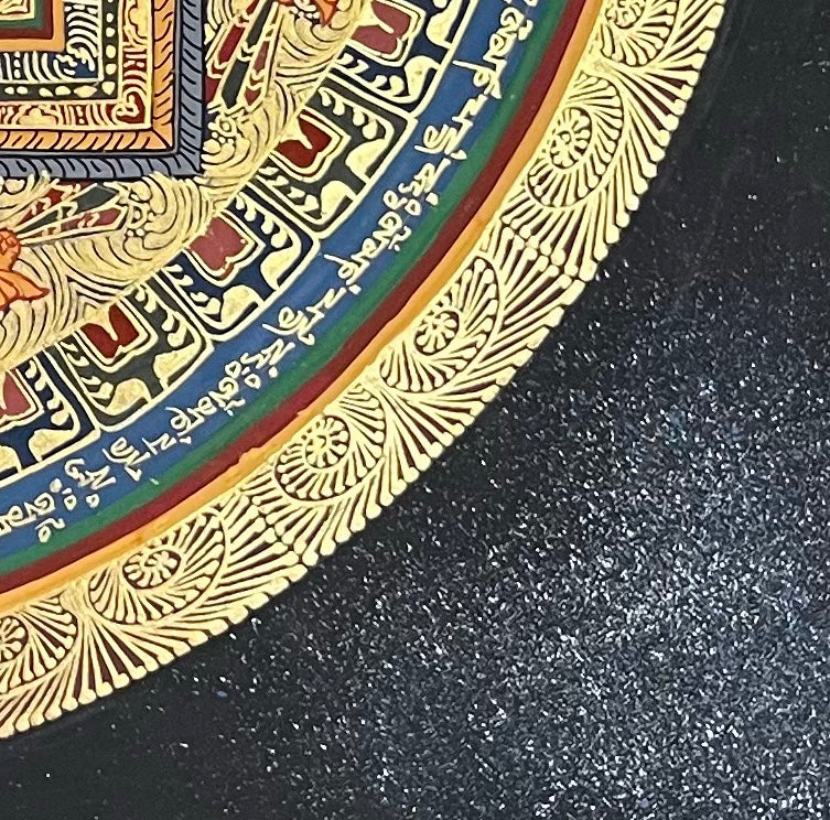 Chenrezig Mandala thangka, detail: bottom-right corner