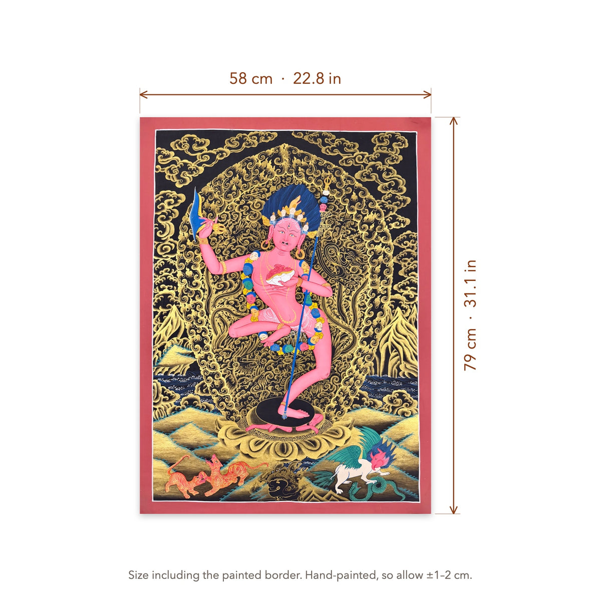 Size diagram: 58 × 79 cm (22.8 × 31.1 in), including the painted border