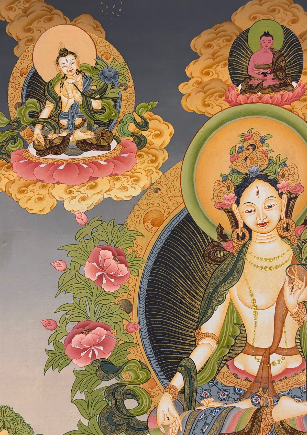 White Tara thangka, close-up photo 3 of 5