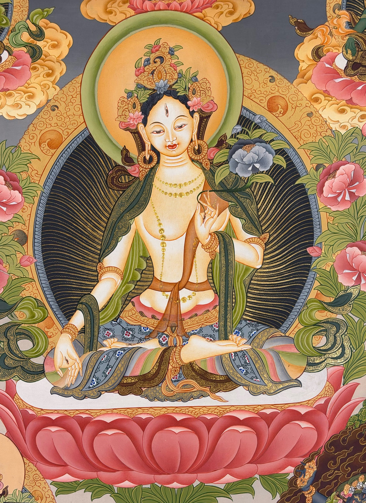 White Tara thangka, close-up photo 5 of 5