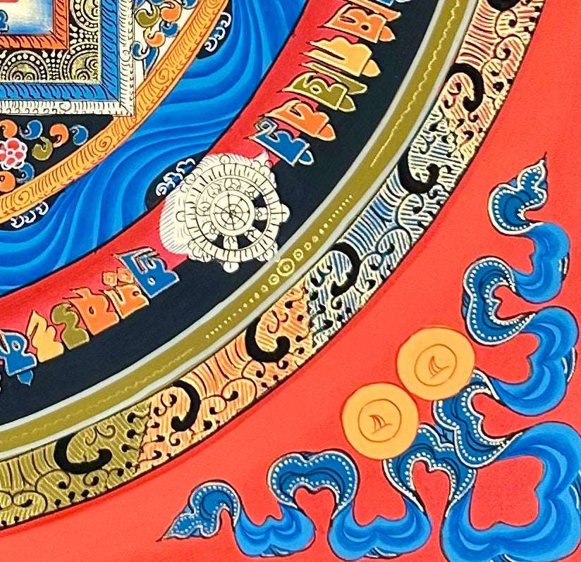 Kalachakra Mandala thangka, detail: bottom-right corner