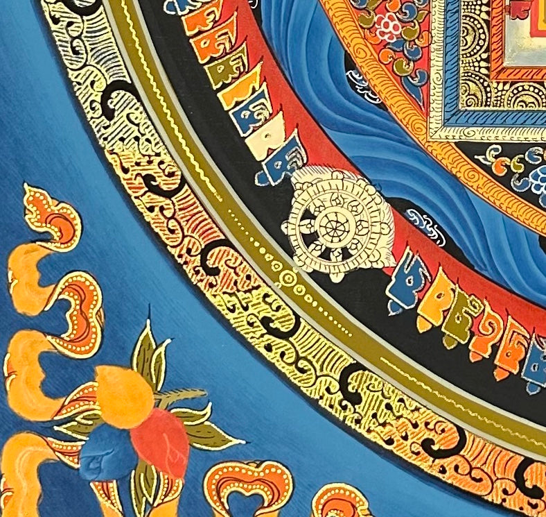 Kalachakra Mandala thangka, detail: bottom-left corner
