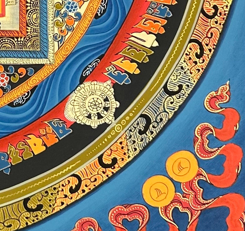 Kalachakra Mandala thangka, detail: bottom-right corner